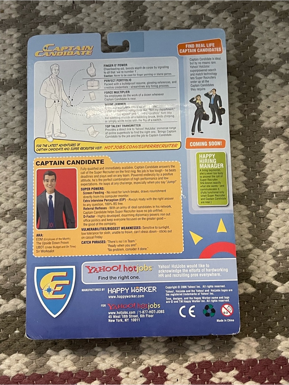 Vintage 2006 Yahoo! HotJobs Captain Candidate Action Figure Happy Worker NIP - Picture 5 of 7